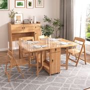 北欧实木折叠餐桌椅组合可伸缩家用吃饭桌小户型收纳多功能餐边柜