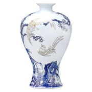 景德镇陶瓷手绘青花瓷薄胎花瓶，摆件描金新中式客厅，酒柜博古架瓷器