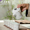 。侧把壶雪花釉功夫茶具套装家用旅行陶瓷茶杯整套茶具红茶茶壶茶