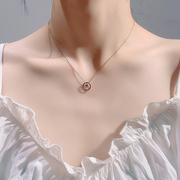 s925纯银圆环单钻项链女冷淡风，气质小众设计闺蜜气质锁骨链礼物潮