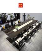 黑檀实木大板茶桌椅，新中式大板茶桌茶桌简约大气，办公家具