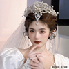 新娘结婚头饰手工，串珠水晶大气额饰韩式婚纱，礼服耳挂配饰