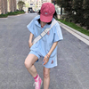 盐系炸街运动套装女夏季学生韩版短袖短裤，宽松显瘦时尚休闲两件套
