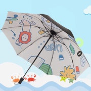 卡通折叠伞雨伞女黑胶，防晒防紫外线太阳伞，少女遮阳伞两用高颜值伞