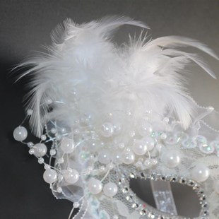 2023万圣节h舞会公主面具，女蕾c丝派对半脸，面具白色羽毛半脸眼罩