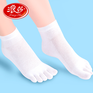 浪莎五指袜女超薄透气夏季分，指头五趾袜纯棉，防臭短袜脚趾袜子女士