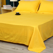 金黄色床单单件条纹全棉缎条纯棉，棉布布料单人，1.5米被单双人夏天