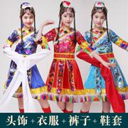 藏族服装舞蹈演出服少数民族西藏藏服卓玛表演内蒙古女童少儿衣服