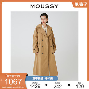 MOUSSY 2024夏季美拉德大廓形长款双排扣风衣女028HSA30-0661