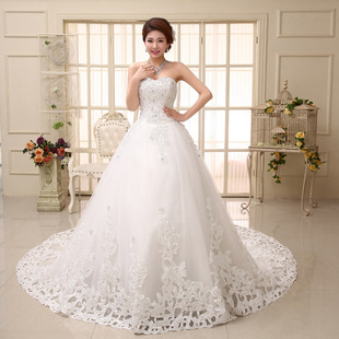 新娘婚纱礼服韩版甜美优雅公主拖尾婚纱，跨境货源