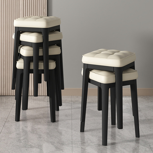 家用餐椅北欧简约现代可叠放轻奢软包凳子餐桌椅子客厅塑料高板凳