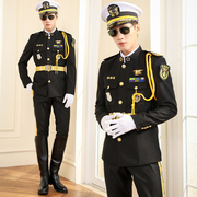 海员制服立领单排黑色西服套装航空制服机长服保安服工装礼宾服装