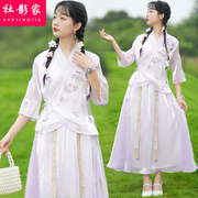 中国风气质连衣裙仙女夏季初高中学生精致改良汉服长裙子套装