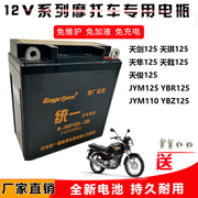 统一摩托车电瓶12v5a雅马哈ybr125天jym125天戟天琪免维护电池