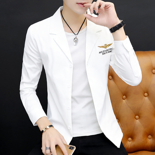 个性长袖衬衫男ins发型师韩版寸衫学生帅气西装领衬衣刺绣夹克潮