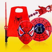 蜘蛛侠面具儿童套装手套发射器，玩具盾牌发光儿童节cos披风男孩