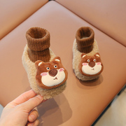 初生婴儿袜套鞋子秋冬款，0-6-8月婴幼儿棉鞋，1岁宝宝步前鞋保暖不掉