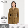 frame女士军绿色夹克，单排扣工装风衣，外套防风轻便