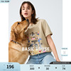 Basic House/百家好复古卡通印花短袖T恤女2024春季百搭上衣