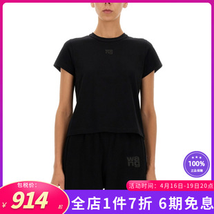 Alexander Wang亚历山大王女装3D徽标印花修身短袖T恤