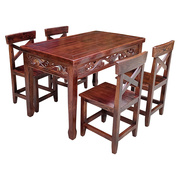 实木仿古雕花中式桌椅，饭店农家乐面馆商用古餐桌，经济型组合