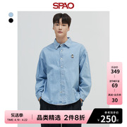SPAO韩国同款春季复古牛仔衬衣外套男长袖衬衫SPYJD49C02