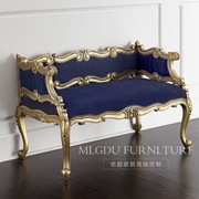高端定制家具欧式复古实木雕花，金色沙发美式新古典(新古典)小户型布艺沙发
