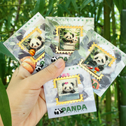 可爱卡通熊猫邮票金属书签国宝洗澡软萌造型文创礼物出国留学礼物