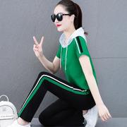 品牌夏季运动套装，女短袖时尚气质韩版休闲卫衣宽松跑步服冰0218n