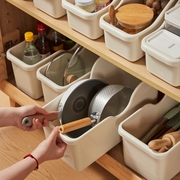 厨房收纳盒锅盖架置物架，塑料锅具收纳架橱柜，收纳盒储物架子带滑轮