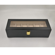 位6首饰盒木质烤漆盒子 黑色手表收纳盒机械表开天窗展示盒名表箱