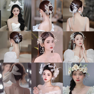 新娘森系高级感头花韩式甜美花朵，发夹发带婚纱礼服写真拍照头饰品