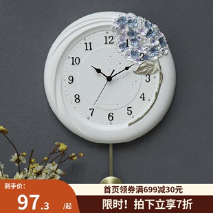 家用装饰圆形数字挂钟客厅静音欧式创意树脂钟表简约指针石英时钟