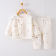 a类初生婴儿衣服套装纯棉夏0-3月和尚服新生儿分体宝宝秋装两件套