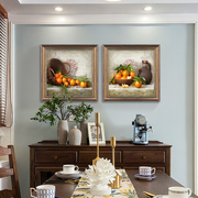 美式餐厅装饰画水果饭厅挂画欧式静物仿油画，客厅背景墙正方形壁画