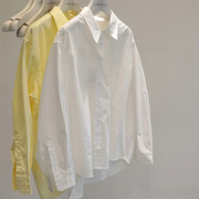 重磅~2023春韩系高级感白色Polo领显瘦气质百搭长袖衬衫