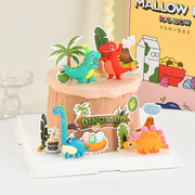 软胶恐龙蛋糕装饰摆件梁龙三角龙暴龙男孩生日侏罗纪恐龙椰树插件