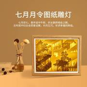 纸雕灯光影立体古风中国风文，创纸艺礼物旅游文创纪念品