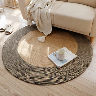 手工棉线编织圆形地毯客厅茶几，垫ins卧室，床边圆型坐垫民宿椅子垫