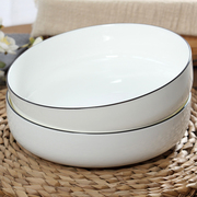 超深盘子 家用菜盘骨瓷沙拉盘微波陶瓷带盖蒸蛋碗汤盘大容量