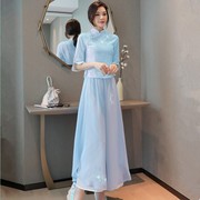 新中式汉服裙裤套装女款2024春夏中国风两件套改良旗袍连衣裙