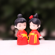 中国风红色汉服卡通q版人偶，公仔婚礼蛋糕小人结婚礼物情侣摆件