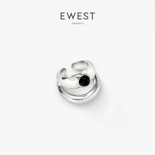 ewest艺未高级感耳骨夹黑色，玛瑙耳夹女925银耳饰设计感无耳洞耳环