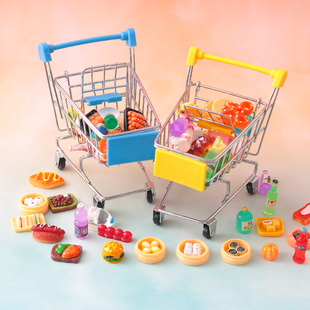 创意儿童迷你小仿真超市购物车小手推车过家家食玩模型玩具收纳车
