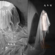 加硬玻璃纱 纯色婚礼装饰闪光透明网纱设计师面料手工diy白纱布料