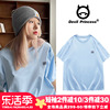 ulzzang高街设计感小众奶蓝色T恤女短袖夏季oversize韩版圆领上衣