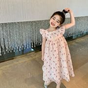 巴拉巴柆韩系女童淑女小飞袖，连衣裙夏装碎花裙儿童洋气公主裙气质