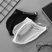 男士全网纱透明薄款冰丝单层U凸三角裤低腰透气运动无痕性感内裤