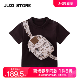 JUZI STORE童装夏民族风挎包装饰上装短袖T恤中性男童女童1225113