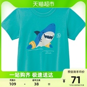 日本千趣会春夏中小童装打底衫鲨鱼动物印花纯棉男女宝宝短袖T恤